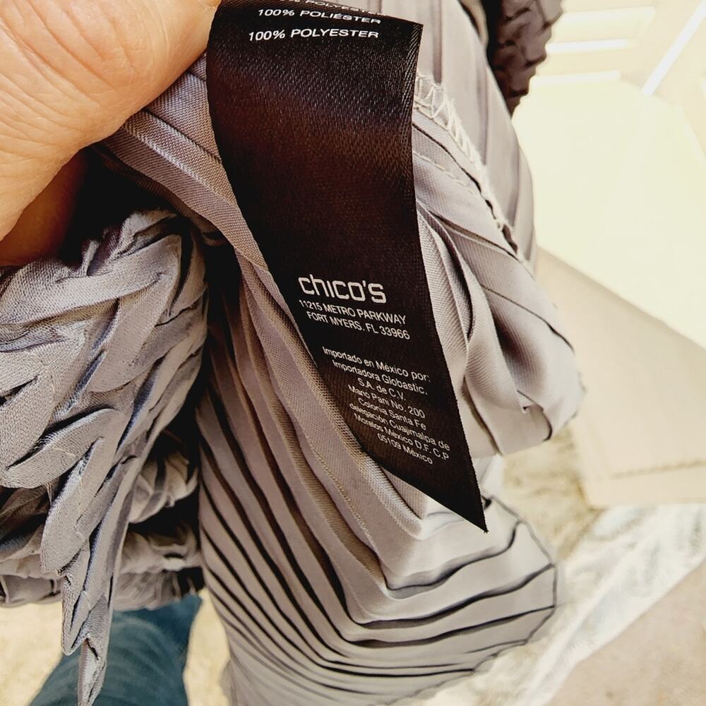 CHICOS GRAY MULTI RIPPLE POLYESTER JACKET SIZE 2(L) - Picture 8 of 8